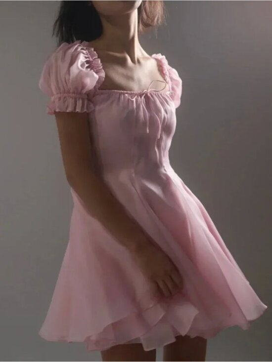 Selkie Dresses & Skirts - Selkie The Baby Soft Silk Mini Garden Party Dress Sweetheart Pink XSmall